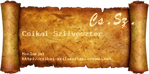 Csikai Szilveszter névjegykártya